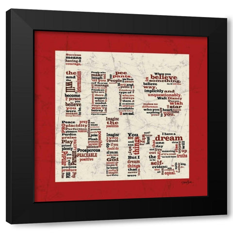 Inspire Red Black Modern Wood Framed Art Print with Double Matting by Stimson, Diane