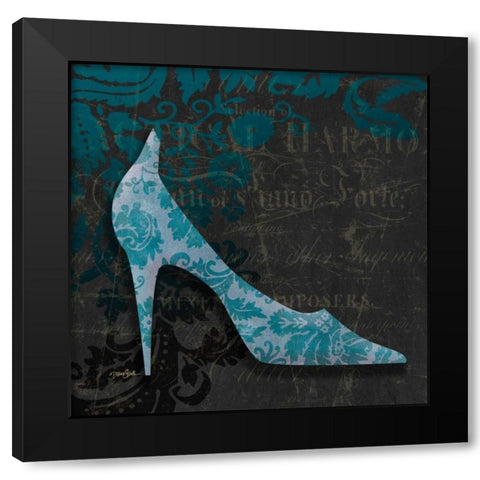 Shoe Damask 1 Black Modern Wood Framed Art Print by Stimson, Diane