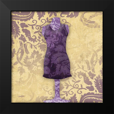 Dress Form Damask Black Modern Wood Framed Art Print by Stimson, Diane