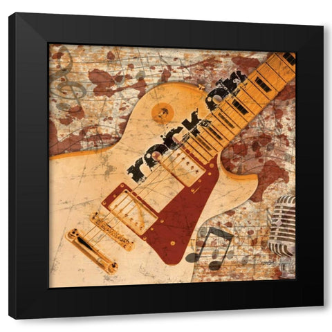 Guitar Rock 1 Black Modern Wood Framed Art Print with Double Matting by Stimson, Diane