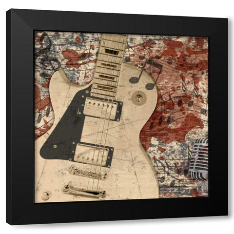 Guitar Rock 1 Black Modern Wood Framed Art Print with Double Matting by Stimson, Diane