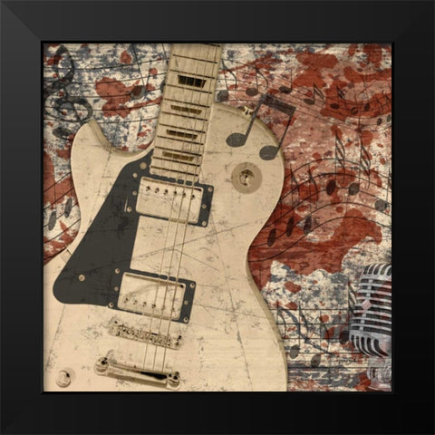 Guitar Rock 1 Black Modern Wood Framed Art Print by Stimson, Diane