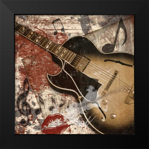 Guitar Rock 2 Black Modern Wood Framed Art Print by Stimson, Diane