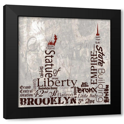 NY Skyline Black Modern Wood Framed Art Print with Double Matting by Stimson, Diane