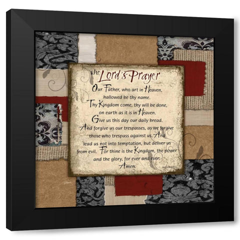 Patchwork Lords Prayer Black Modern Wood Framed Art Print by Stimson, Diane