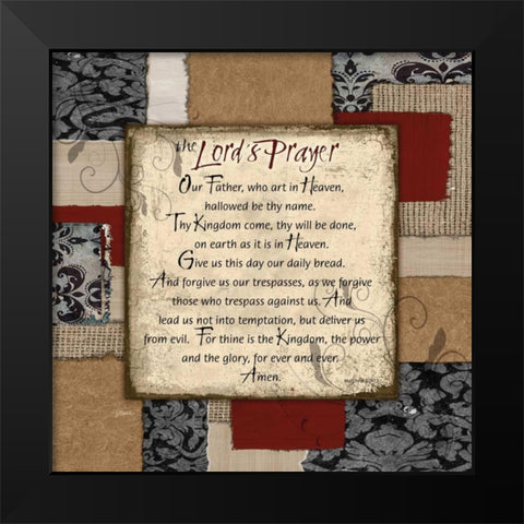 Patchwork Lords Prayer Black Modern Wood Framed Art Print by Stimson, Diane