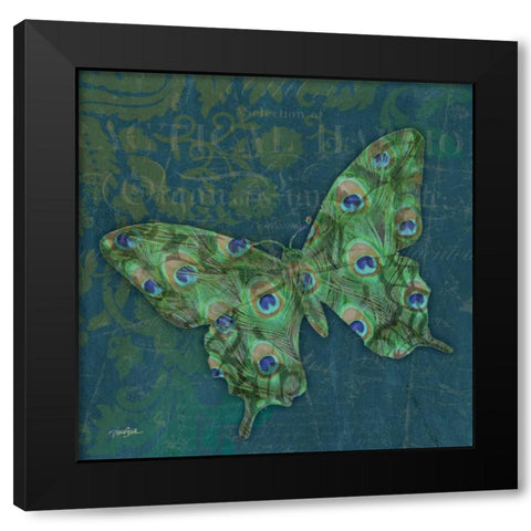 Peacock Bfly 1 Black Modern Wood Framed Art Print by Stimson, Diane