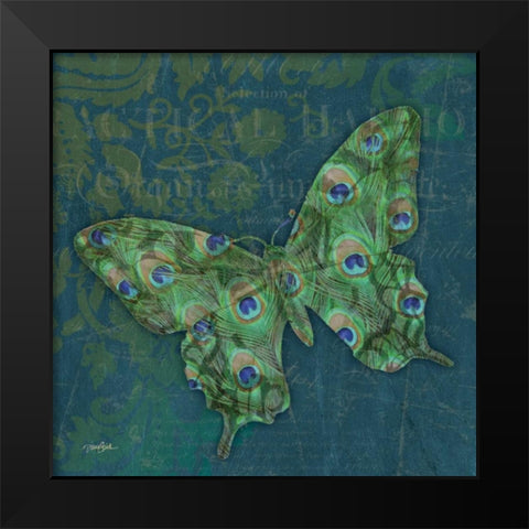 Peacock Bfly 1 Black Modern Wood Framed Art Print by Stimson, Diane