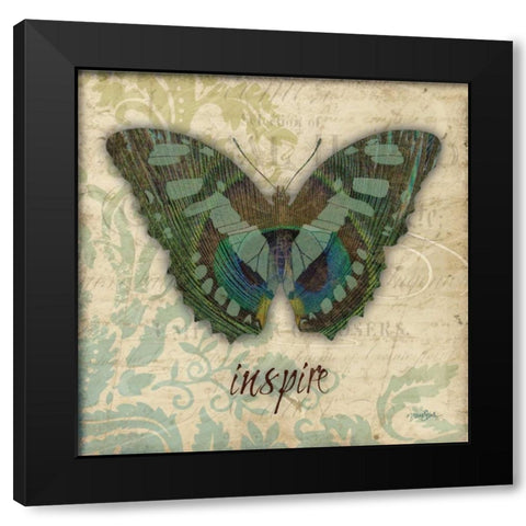 Peacock Bfly 5 Black Modern Wood Framed Art Print by Stimson, Diane