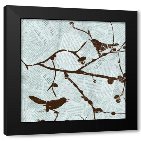 Bird Branches 1 Black Modern Wood Framed Art Print by Stimson, Diane