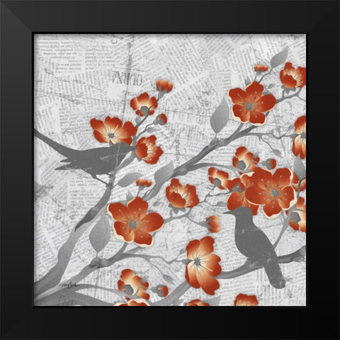 Cherry Blossom Birds 3 Black Modern Wood Framed Art Print by Stimson, Diane