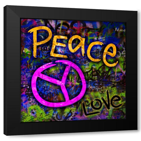 Graffiti Peace Black Modern Wood Framed Art Print by Stimson, Diane