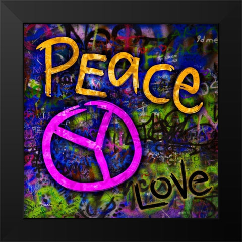 Graffiti Peace Black Modern Wood Framed Art Print by Stimson, Diane