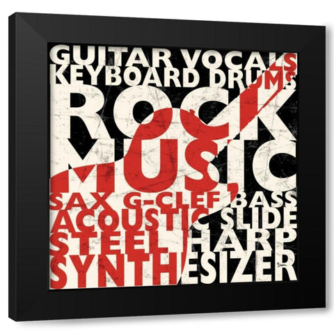 Rock Music 1 Black Modern Wood Framed Art Print with Double Matting by Stimson, Diane