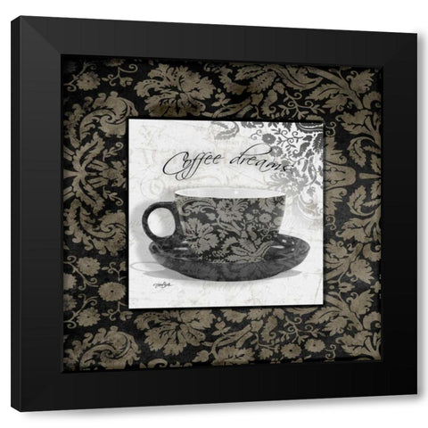 Grey Coffee Damask 1 Black Modern Wood Framed Art Print with Double Matting by Stimson, Diane