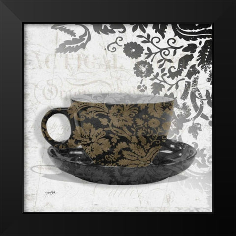 Coffee Damask 1 Black Modern Wood Framed Art Print by Stimson, Diane