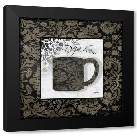 Coffee Damask 2 Black Modern Wood Framed Art Print by Stimson, Diane