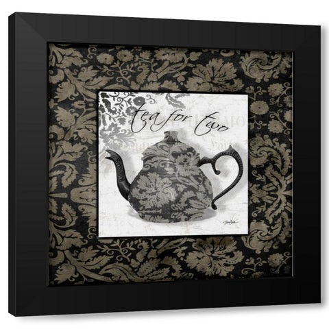 Gray Tea Damask Black Modern Wood Framed Art Print by Stimson, Diane