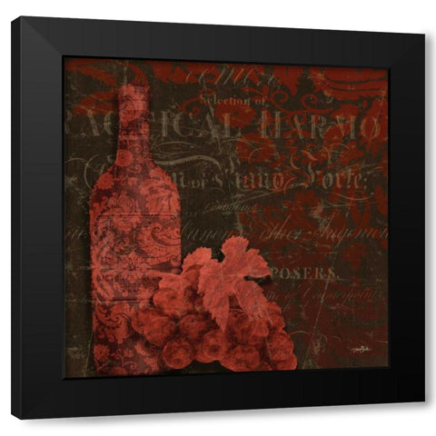 Red Wine Damask Black Modern Wood Framed Art Print with Double Matting by Stimson, Diane