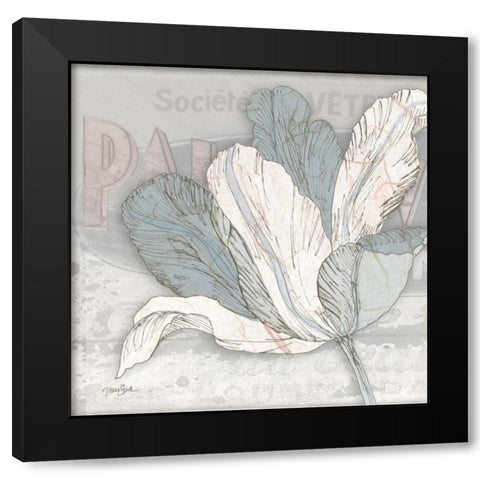 Saumur Fleur 1 Black Modern Wood Framed Art Print with Double Matting by Stimson, Diane