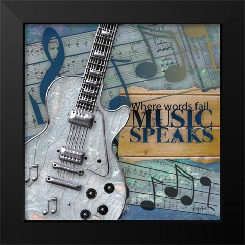 Music Speaks Black Modern Wood Framed Art Print by Stimson, Diane