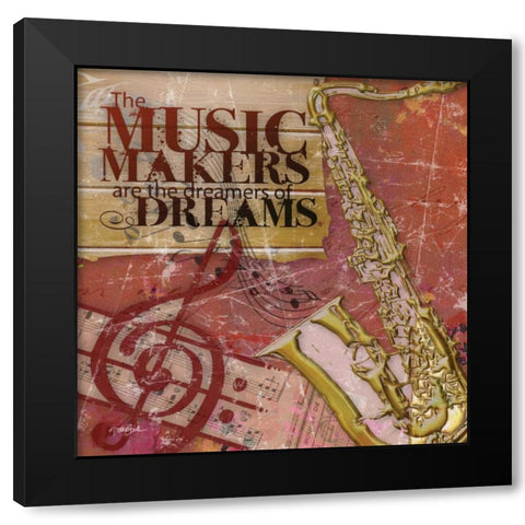 Music Makers Black Modern Wood Framed Art Print by Stimson, Diane