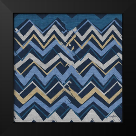 Chevron on Navy Black Modern Wood Framed Art Print by Stimson, Diane