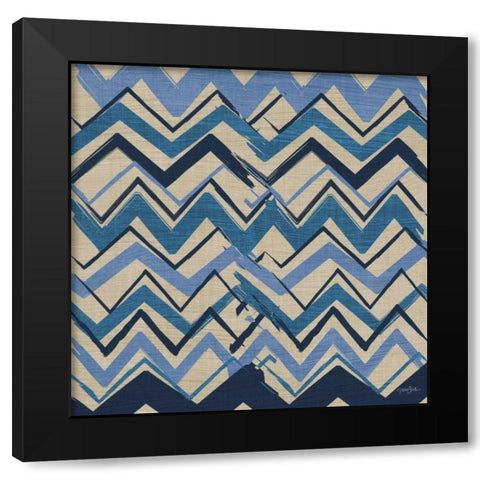 Chevron on Beige Black Modern Wood Framed Art Print by Stimson, Diane