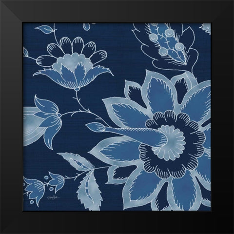 Denim Floral 1 Black Modern Wood Framed Art Print by Stimson, Diane