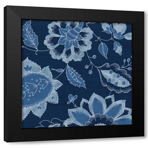 Denim Floral 2 Black Modern Wood Framed Art Print by Stimson, Diane