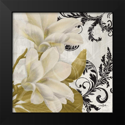 Magnolia Gold Black Modern Wood Framed Art Print by Stimson, Diane