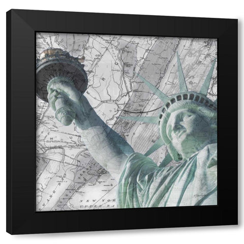 Statue NYC Black Modern Wood Framed Art Print by Stimson, Diane