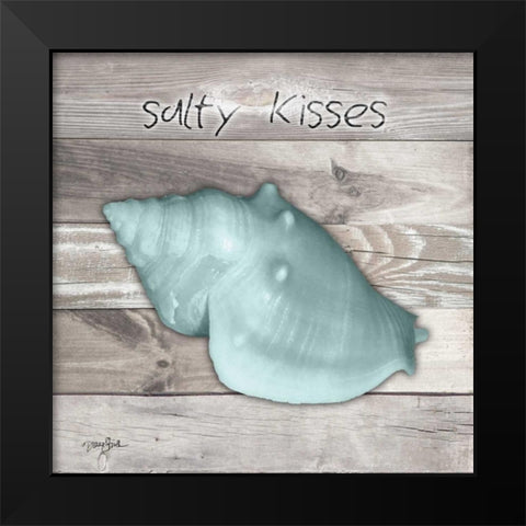Salty Kisses Aqua Shell Black Modern Wood Framed Art Print by Stimson, Diane