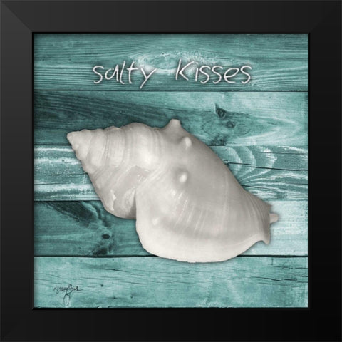 Salty Kisses Aqua Boards Black Modern Wood Framed Art Print by Stimson, Diane