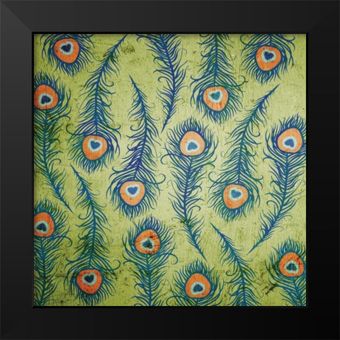 Peacock Pattern 1 Black Modern Wood Framed Art Print by Stimson, Diane