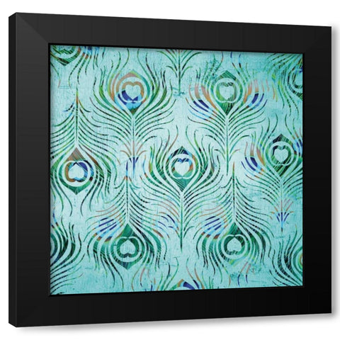 Peacock Pattern 2 Black Modern Wood Framed Art Print by Stimson, Diane