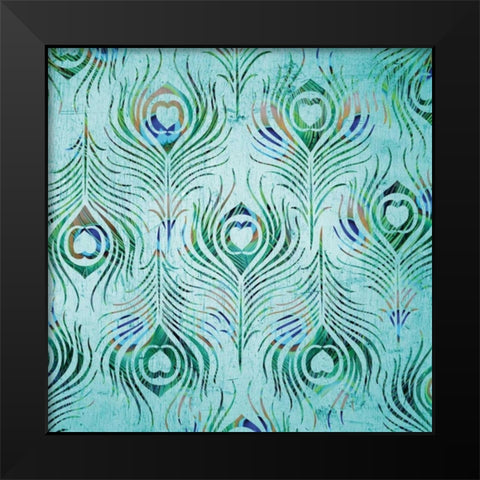 Peacock Pattern 2 Black Modern Wood Framed Art Print by Stimson, Diane