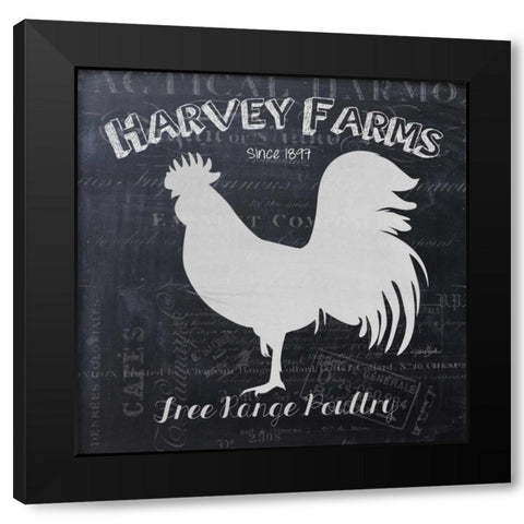 Chalkboard Poultry Black Modern Wood Framed Art Print with Double Matting by Stimson, Diane