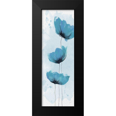 Blue Poppies 1 Black Modern Wood Framed Art Print by Stimson, Diane