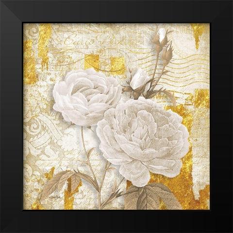 Golden Floral 1 Black Modern Wood Framed Art Print by Stimson, Diane