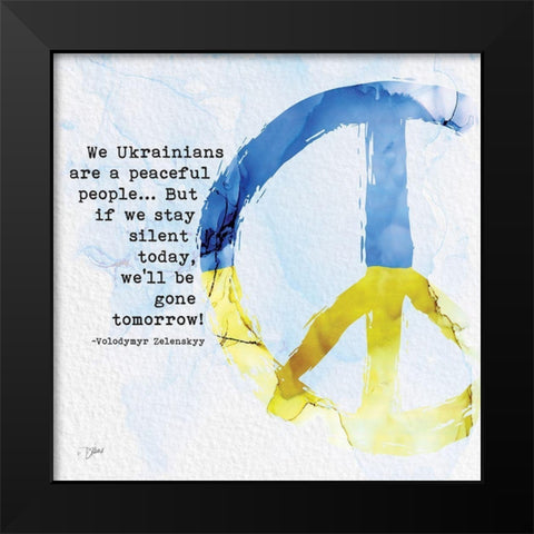 Stand With Ukraine 2 Black Modern Wood Framed Art Print by Stimson, Diane