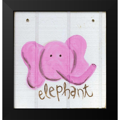 Happy Pink Elephant Black Modern Wood Framed Art Print by Butson, Erin