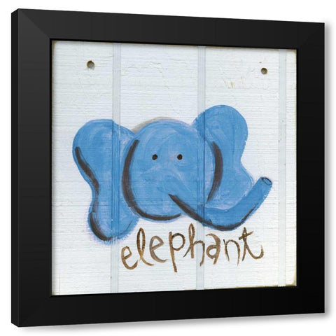 Happy Blue Elephant Black Modern Wood Framed Art Print by Butson, Erin