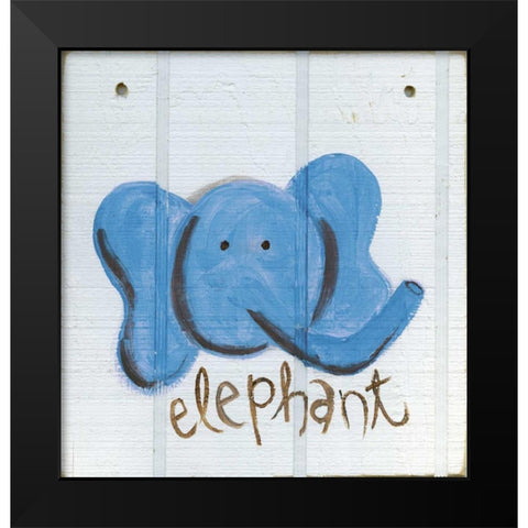 Happy Blue Elephant Black Modern Wood Framed Art Print by Butson, Erin