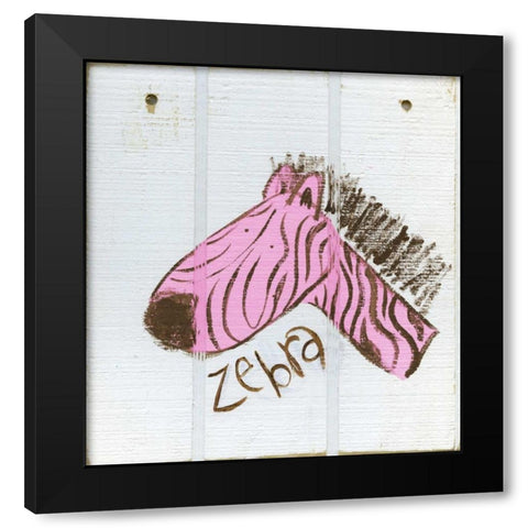 Happy Pink Zebra Black Modern Wood Framed Art Print with Double Matting by Butson, Erin