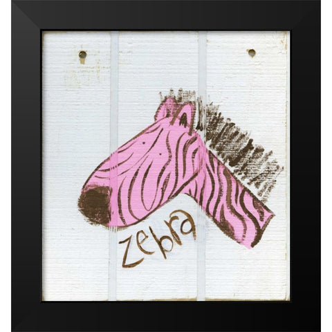 Happy Pink Zebra Black Modern Wood Framed Art Print by Butson, Erin