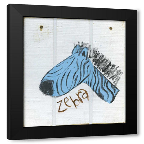 Happy Blue Zebra Black Modern Wood Framed Art Print by Butson, Erin