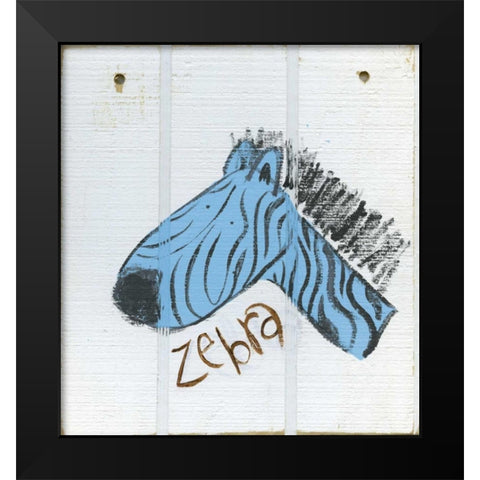 Happy Blue Zebra Black Modern Wood Framed Art Print by Butson, Erin
