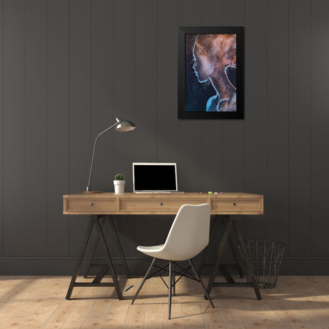 Girl In The Moonlight Black Modern Wood Framed Art Print by Debs, Emma Catherine