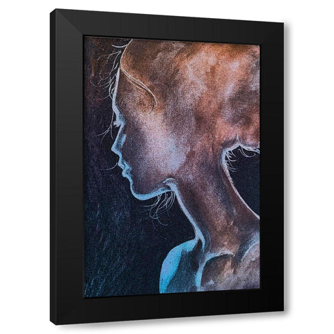 Girl In The Moonlight Black Modern Wood Framed Art Print with Double Matting by Debs, Emma Catherine